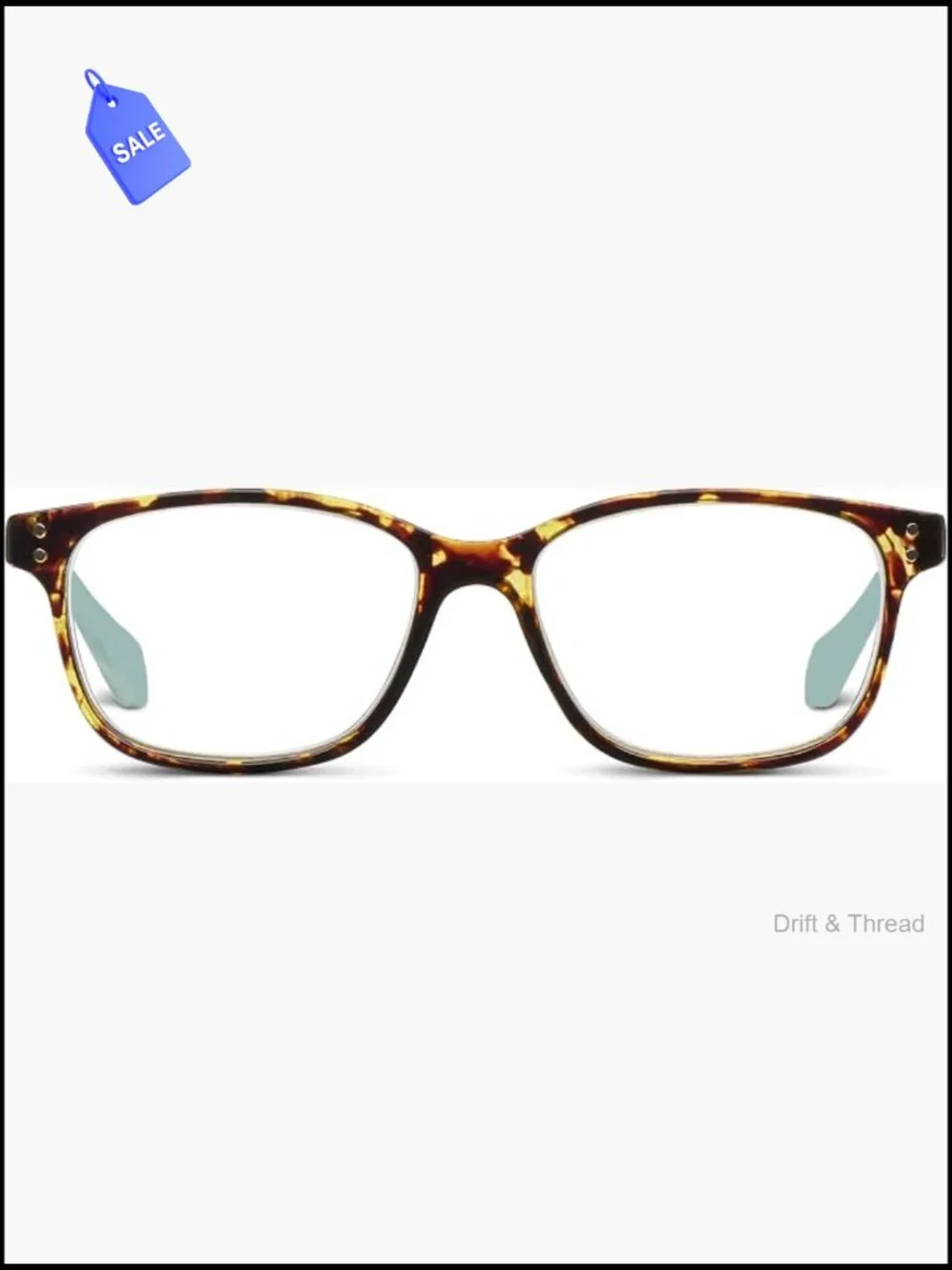 Reading Glasses Square Frame Spring Hinge Lightweight UV Protection